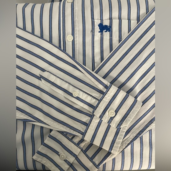 Long Sleeve striped Boys Button-down, Old Navy, blue/white size L - Picture 2 of 4